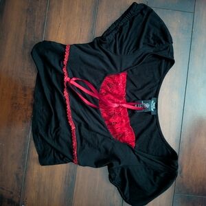 Black and Red Baby Doll Top